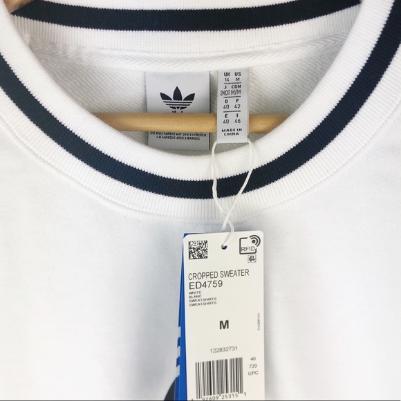 Adidas Originals Trefoil Crop Top Sweat Shirt NWT - Picture 7 of 7